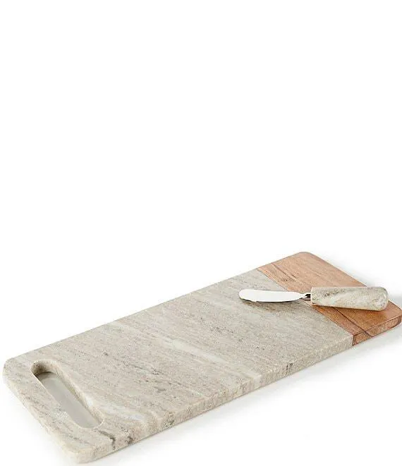 Marble Handle Cheese Board with Knife