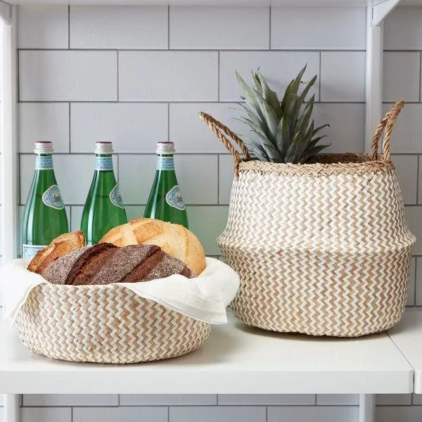 Medium Chevron Seagrass Belly Basket