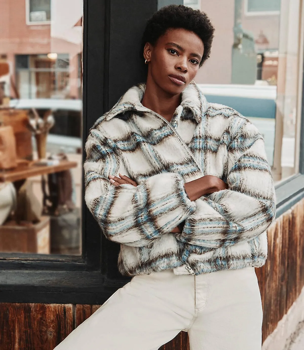 Plaid Boucle Bubble Jacket