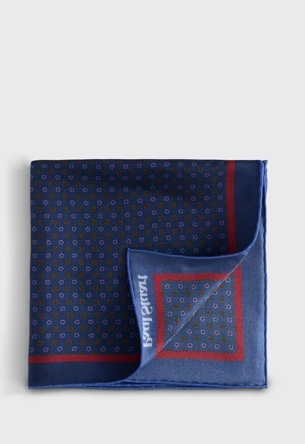 Micro Medallion Print Pocket Square