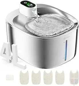 Wireless Cat Water Fountain Stainless Steel,135floz/4L Battery Operated Automatic Pet Fountain,Cordless Cat Water Dispenser Pet Drinking Water Fountain for Multicat Cats Dog Outdoor