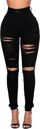 Ripped Skinny Jeans for Women High Waisted Stretch Slim Fit Distressed Butt Lifting Denim Jeans Pants