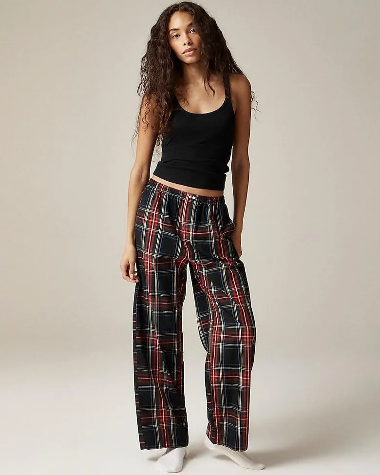 Pajama pant in Stewart tartan cotton poplin