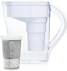 Santevia MINA Alkaline Water Filter Pitcher | 9-Cup at Water Filter System That Adds Minerals and Makes Alkaline Water | Fluoride, Chlorine and Lead Water Filter | American Filtration Media