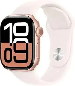 Apple Watch Series 10 [GPS + Cellular, 42mm] - Rose Gold Aluminum Case with Light Blush Sport Band, S/M (Renewed)