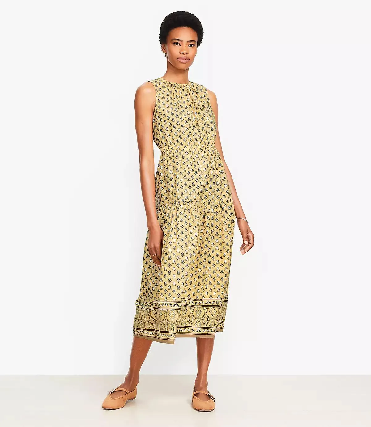 Garden Poplin Tiered Midi Dress