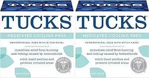 Tucks Medicated Hemorrhoid Cooling Pads. 100 Pads Each (Pack of 2)