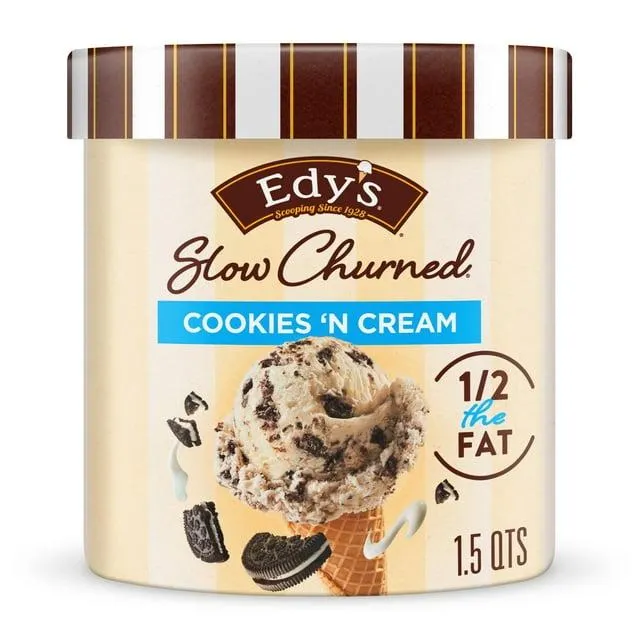 Edy's/Dreyer's Slow Churned Cookies N' Cream Light Ice Cream, 1.5 Qt