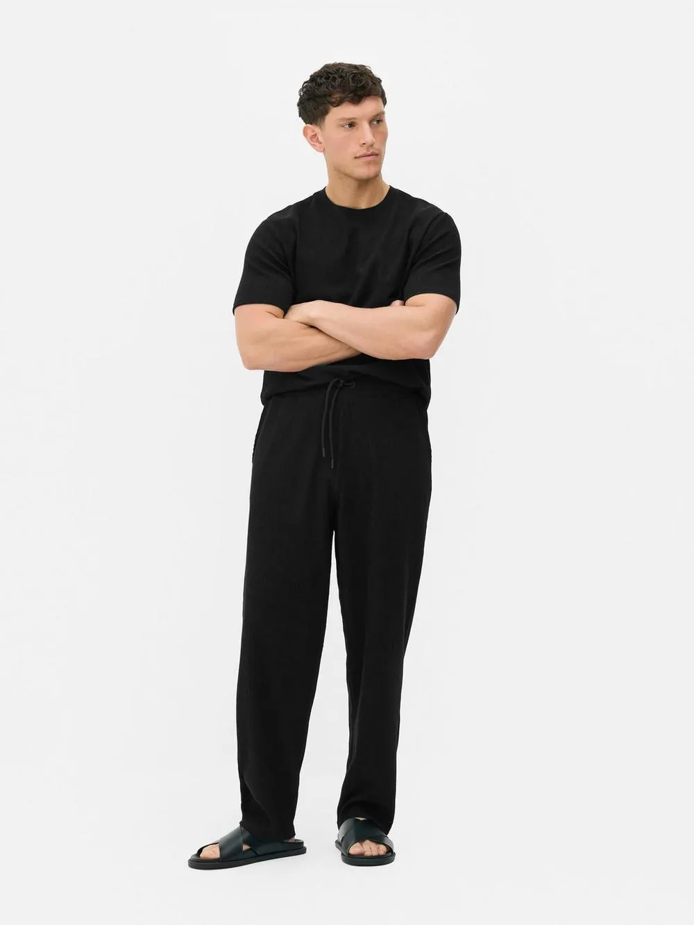 Kem Crinkle Texture Drawstring Trousers