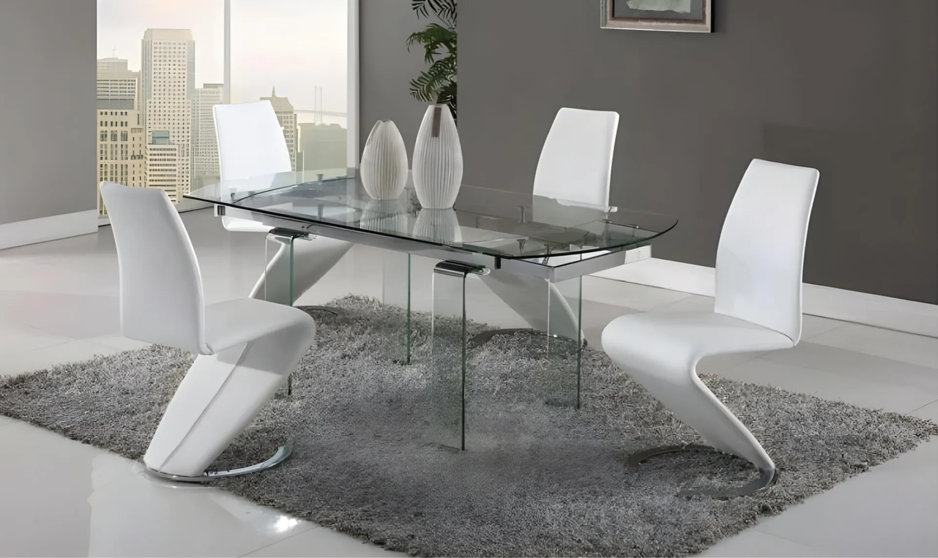 Global Furniture Giacinta 4-Seater Contemporary Glass Dining Room Set