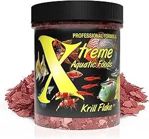Xtreme Krill Flakes - Premium Max Protein Freshwater Fish Food with 100% Krill and Shrimp, & Vitamins for Optimal Immune and Digestive Health, Boosts Color & Energy – USA Farm Grown (1oz)