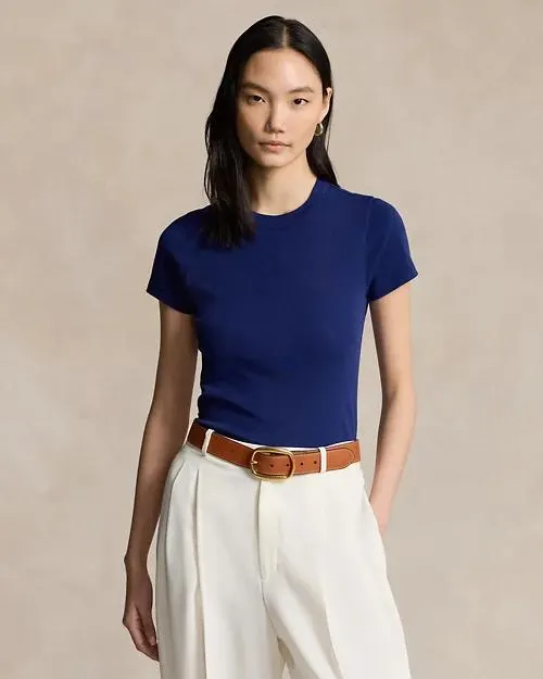 Slim Fit Ribbed Cotton Tee