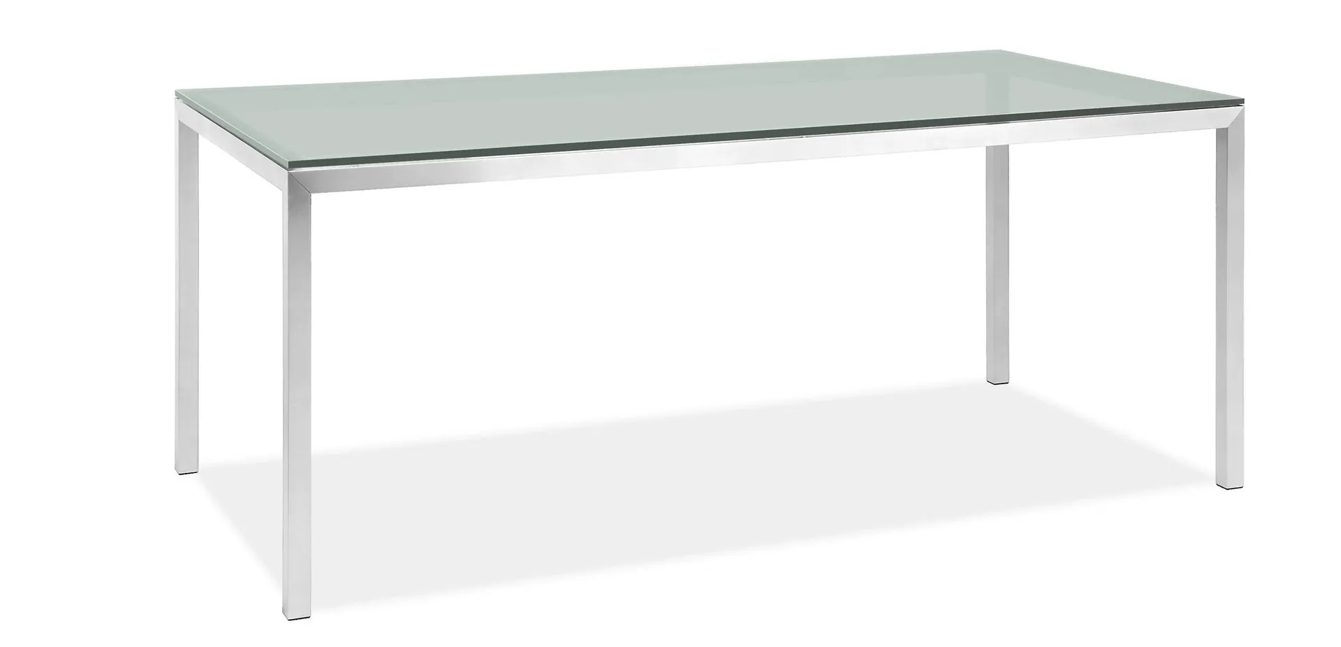 Parsons 80w 40d 29h Table w/ 1.5" Stainless Steel Legs & Satin Etch Glass Top