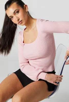 Ribbed Knit Bubble Sleeve Sweater