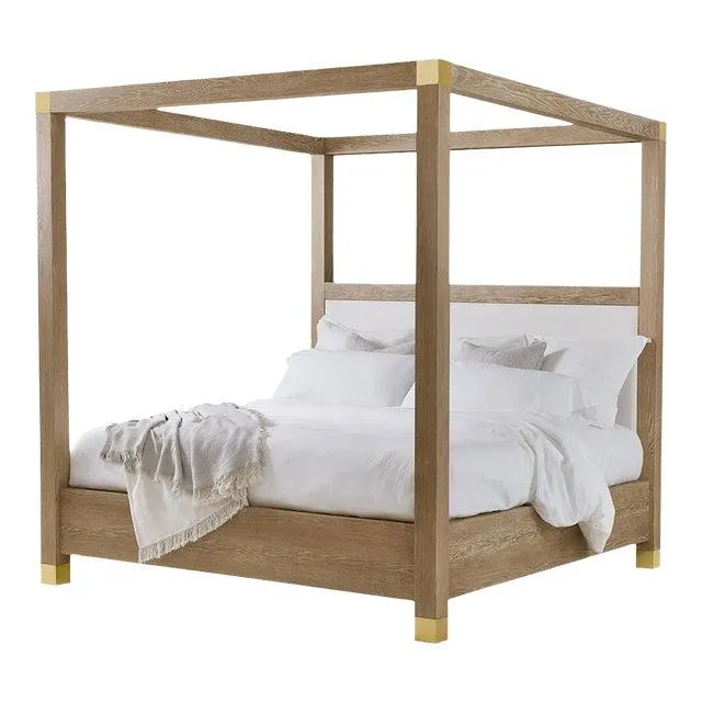 Light Oak Canopy Bed - Us King