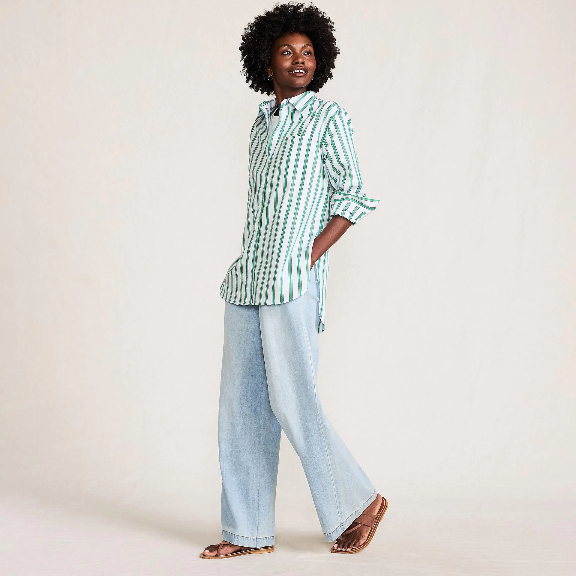 Women's Oversized No Iron Tunic with Statement Collar Shirt