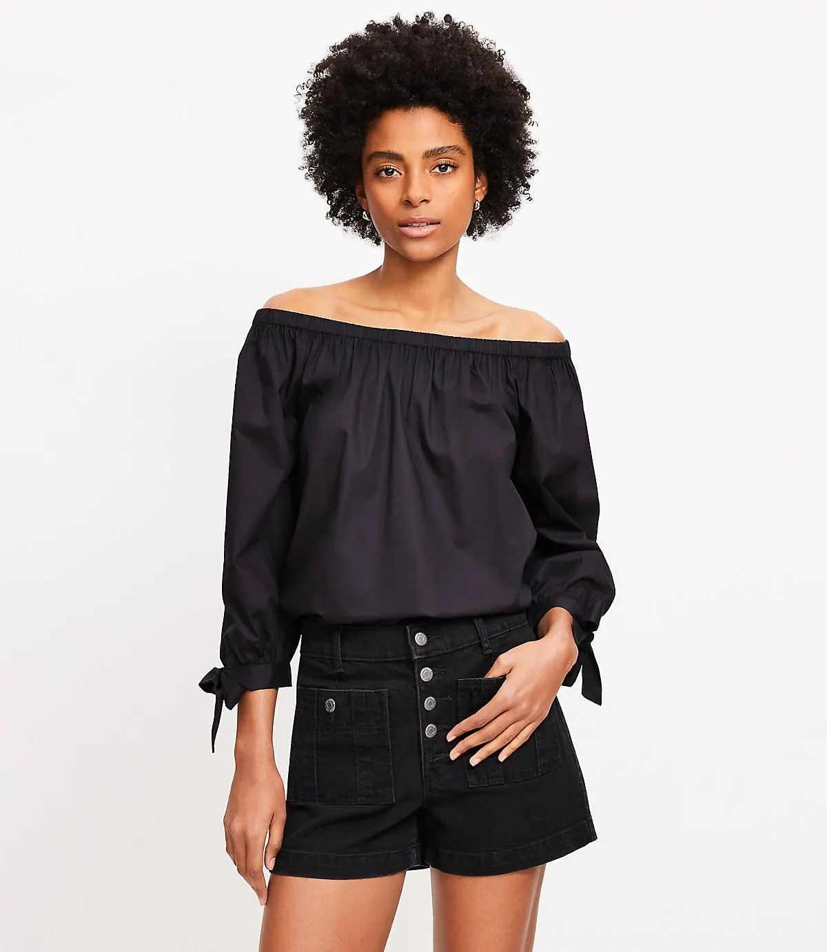 Tie Cuff Off The Shoulder Top
