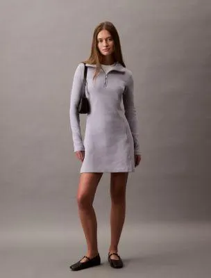 Scuba Zip Collar Mini Dress