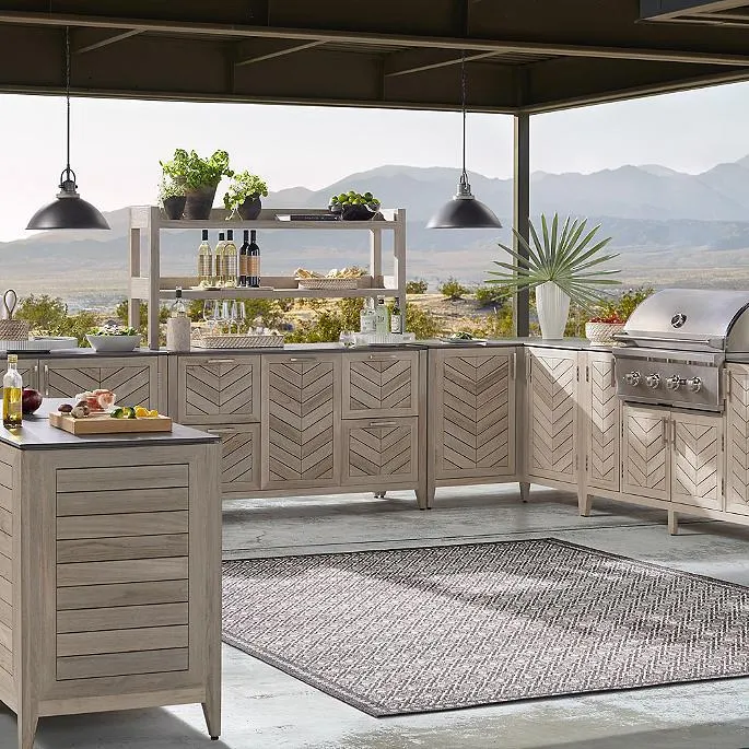 Westport Teak Outdoor Kitchen in Weathered