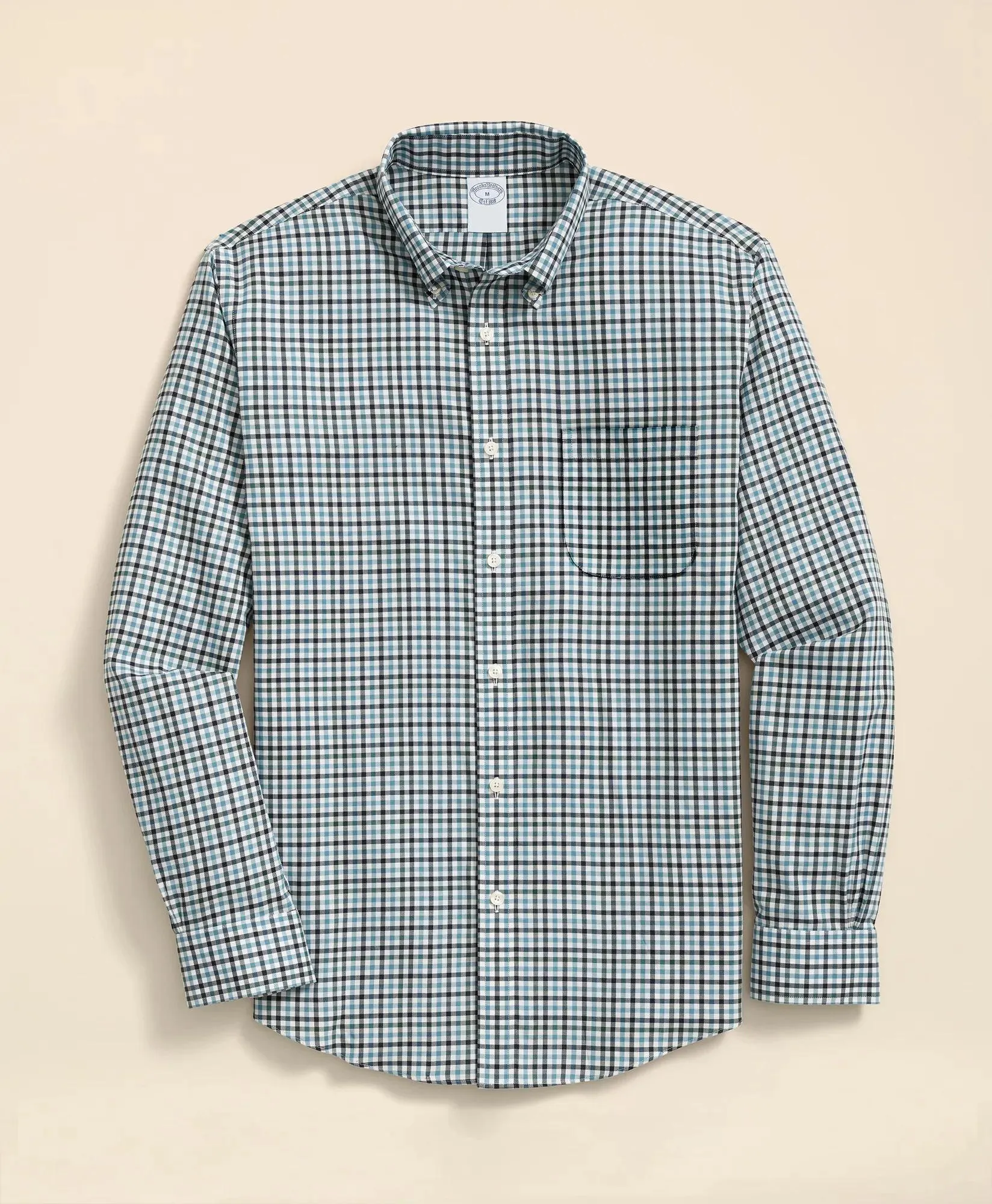 Stretch Supima ® Cotton Non-Iron Twill Polo Button Down, Check Sport Shirt