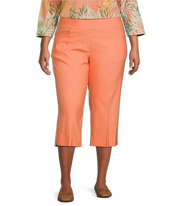 Plus Size Stretch Straight Leg Pull-On Capri Pants