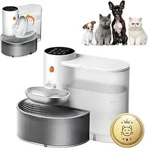 Potaroma Smart Wireless Pet Water Fountain, Stainless Steel Bowl, No Filter, 3.5L Large Capacity, Rechargeable Automatic Water Dispenser for Cats and Small Dogs, Wastewater Separation Fresh Water