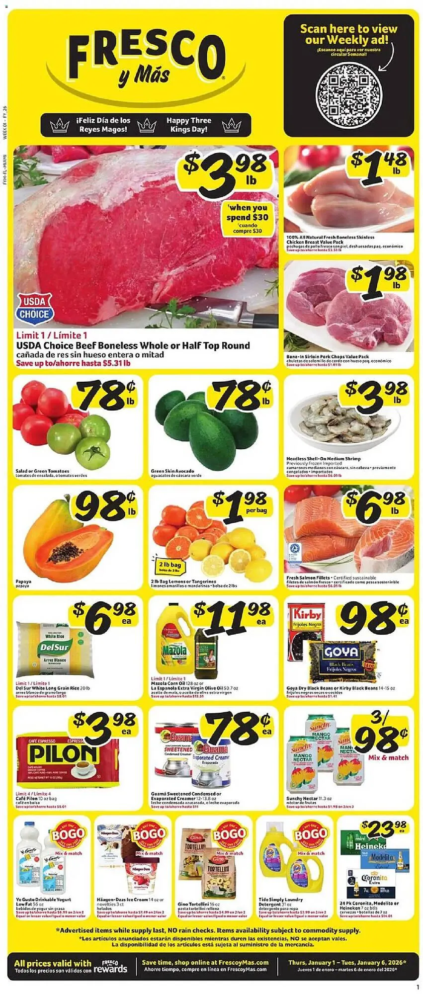 Weekly ad Fresco y Más weekly ad from January 1 to January 6 2026 - Page 1
