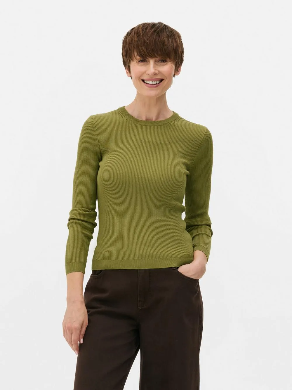 Ribbed Crew Neck Jumper