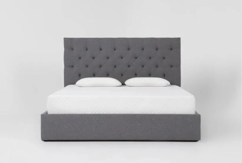 Vera Dream Grey Diamond Tufted 52"H Queen Upholstered Platform Bed With Storage