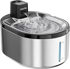 Wireless Cat Water Fountain Stainless Steel, 152oz/4.5L Cat Fountain Battery Operated, Cordless Pet Water Fountain for Cats & Dogs with Motion Sensor, Ultra Quiet Pump, Multi-Filtration