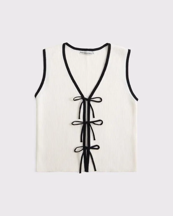 Tie-Front V-Neck Sweater Vest