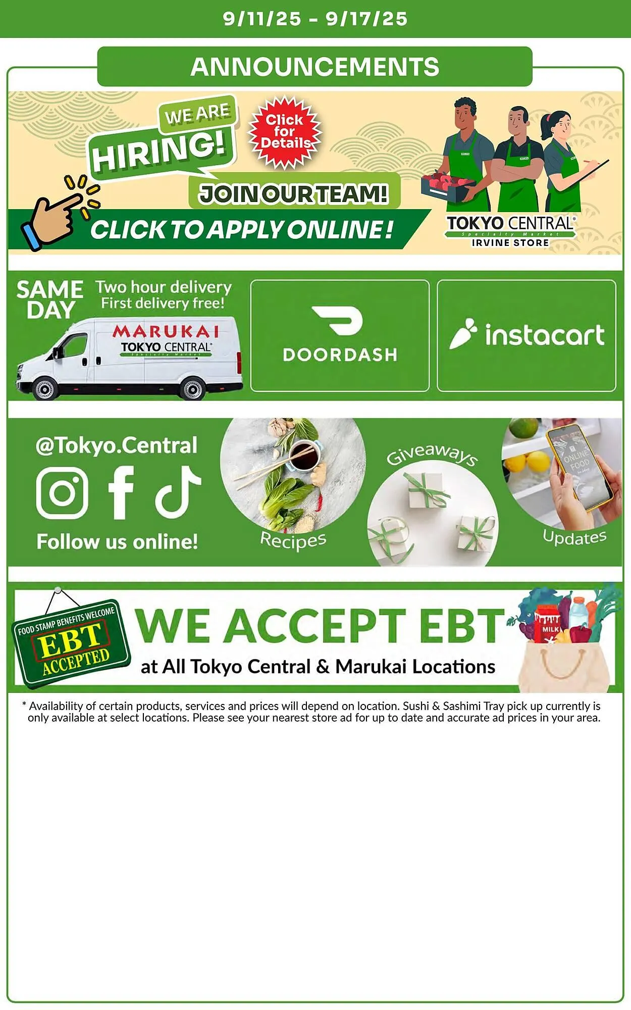 Weekly promotion Tokyo Central Specialty Market weekly ad spanning from September 11 to September 17 2025 - Page 10 for Catalogue 365