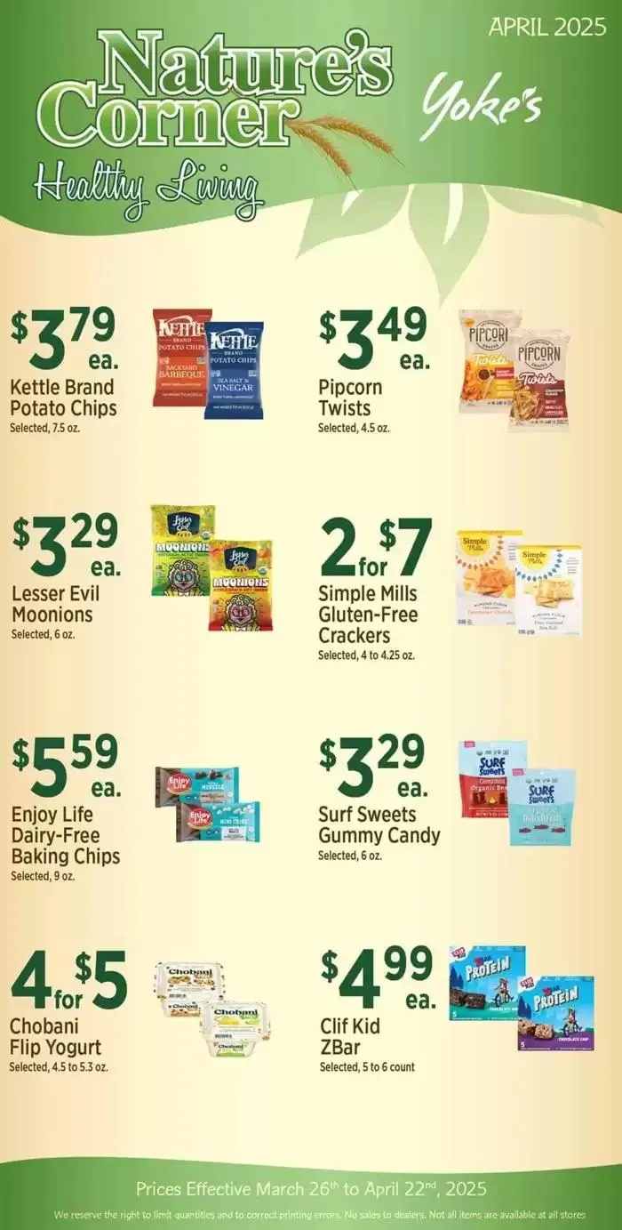 Weekly ad Yoke's Fresh Market Nature's Corner from March 26 to April 22 2025 - Page 1