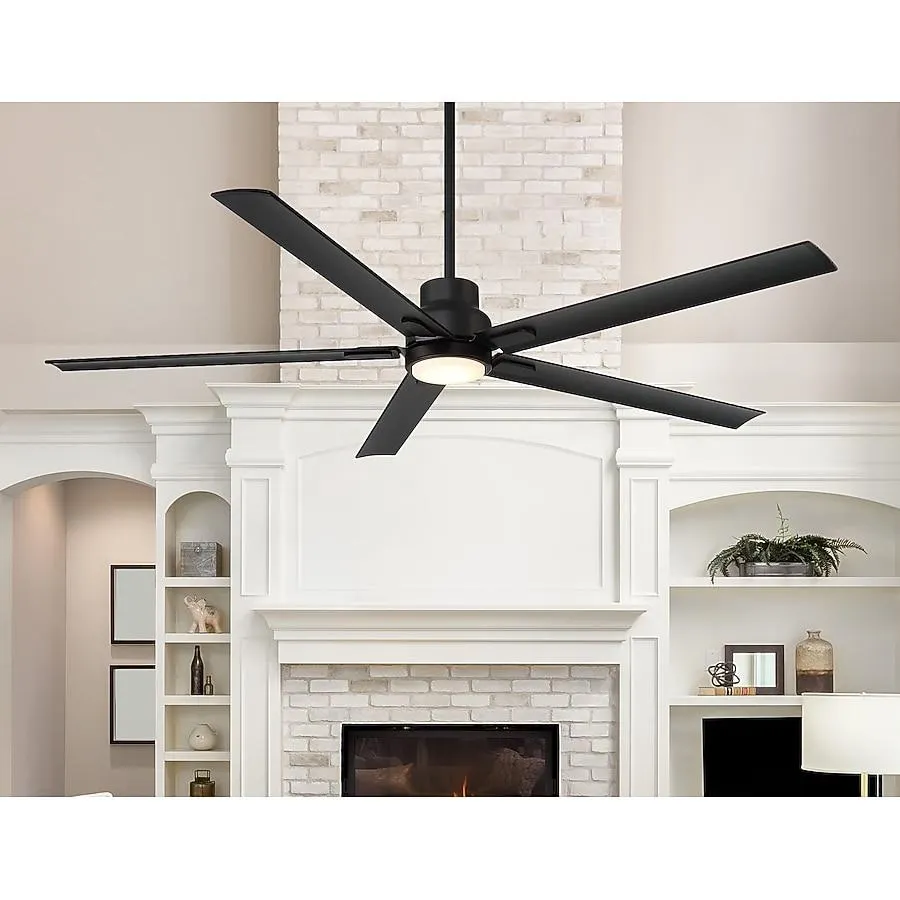 Harbor Breeze Cando 72-in Color-Changing Integrated LED Outdoor Matte Black with Black Blades Ceiling Fan With Light - Remote Included ( 5 -Blade )