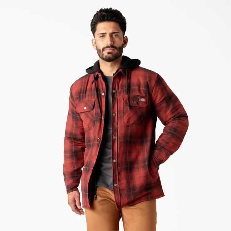 Water Repellent Flannel Hooded Shirt Jacket