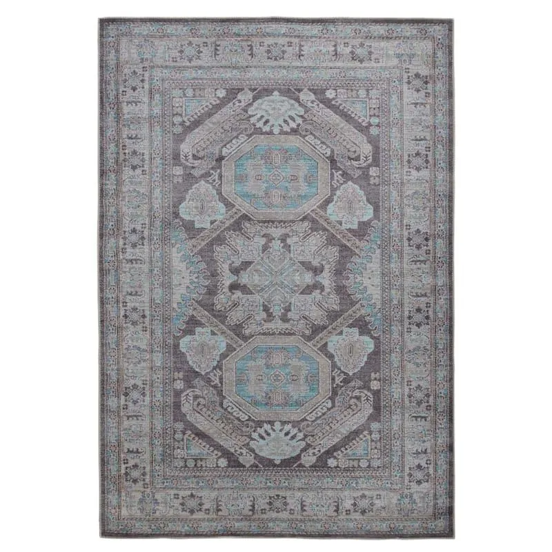 (D489) Eastview Grey Medallion Area Rug, 8x10