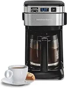 Hamilton Beach Programmable Drip Coffee Maker, 12 Cups, Front Access Easy Fill, Pause & Serve, 3 Brewing Options, Black (46310)