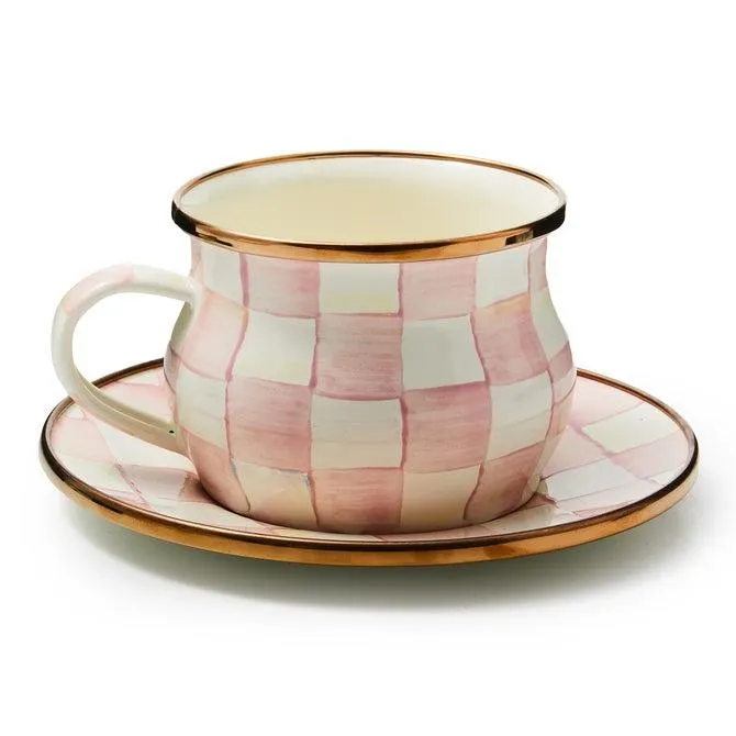 Enamel Teacup & Saucer