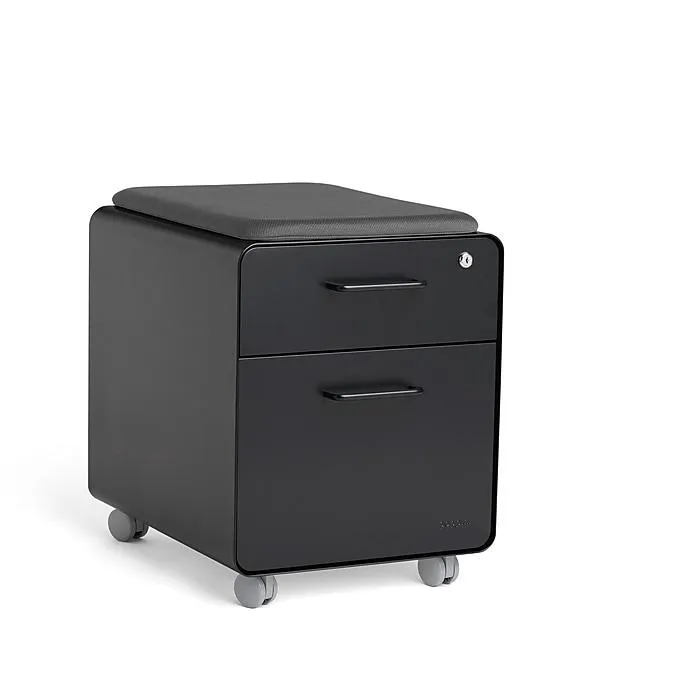 Poppin Black Mini Stow 2-Drawer Vertical File Cabinet,