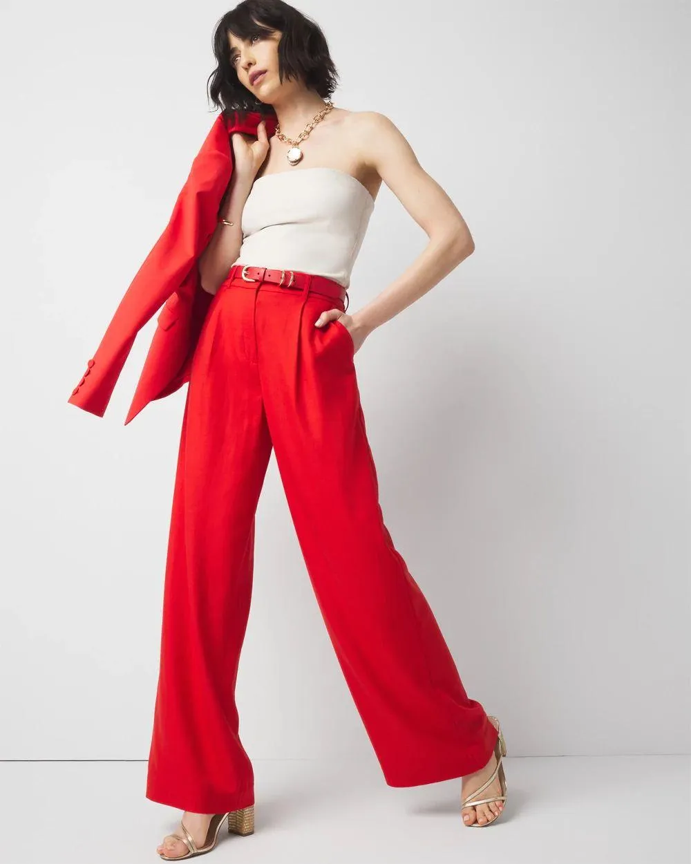 Pleated Wide Leg Pant