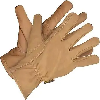 Leather Work Gloves with Reinforced Palm Patch for Strong Grip | General Work for Men, Leather Driving Gloves