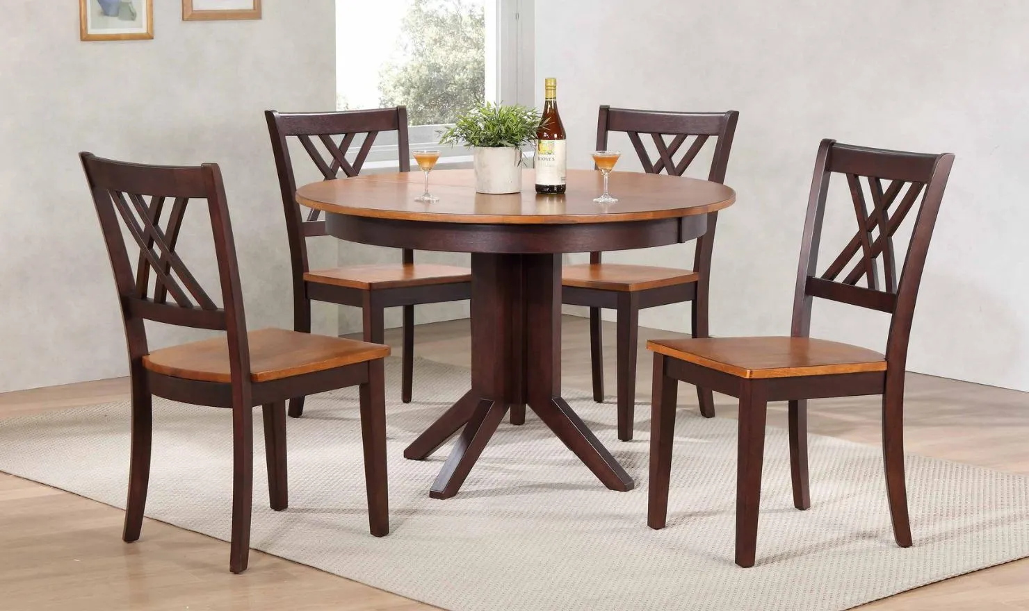 Iconic Furniture Whiskey Mocha 5-Piece Dining Set With Double X-Back