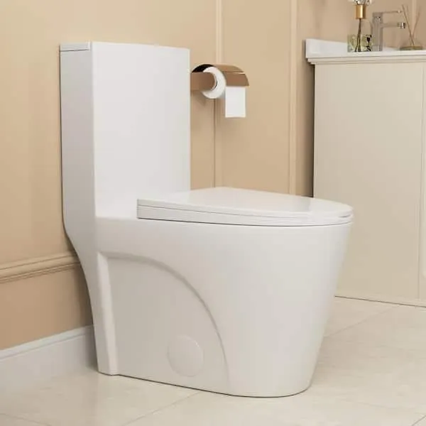 Ace 1-Piece 1.1/1.6 GPF Dual Flush Elongated Toilet in Glossy White, Seat Included