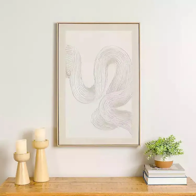 Ivory Swirls Framed Canvas Art Print
