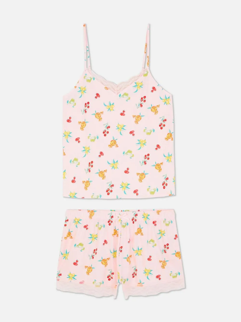 Pink Fruit Print Cami Pajamas