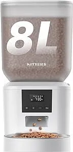 Automatic Dog Feeder - 8L/34 Cups Large Capacity Automatic Cat Food Dispenser with LCD Screen, Large Food Tray, Battery Operated, Timed Cat Feeder, Up to 50 Portions 6 Meals Per Day, Keeps Fresh