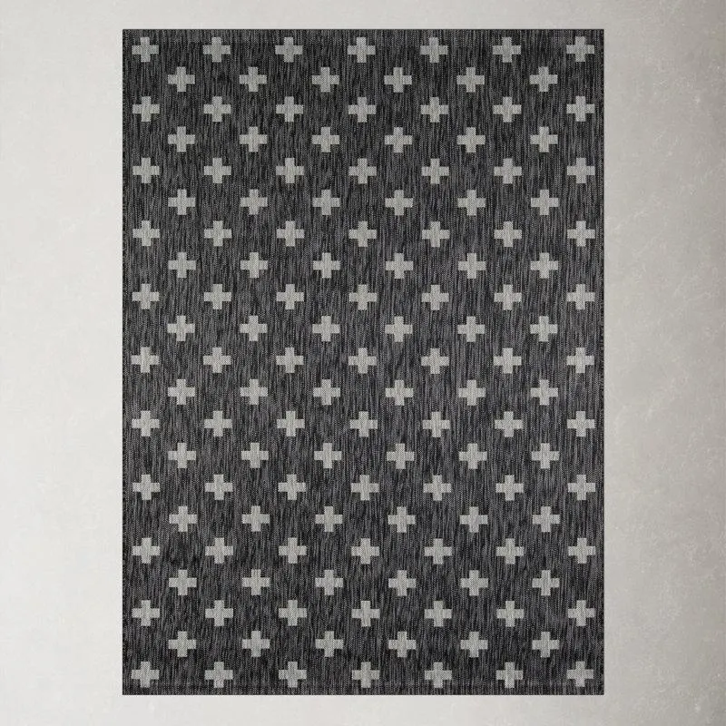 Umbria Striped Charcoal Indoor / Outdoor Area Rug