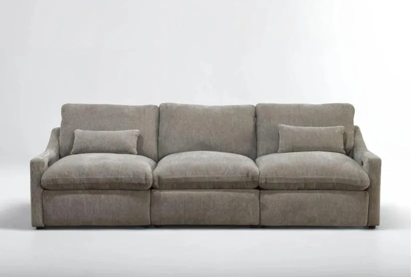 Kennedy Mocha 3 Piece Power Reclining Modular Sofa | Fabric | Loose Reversible Back