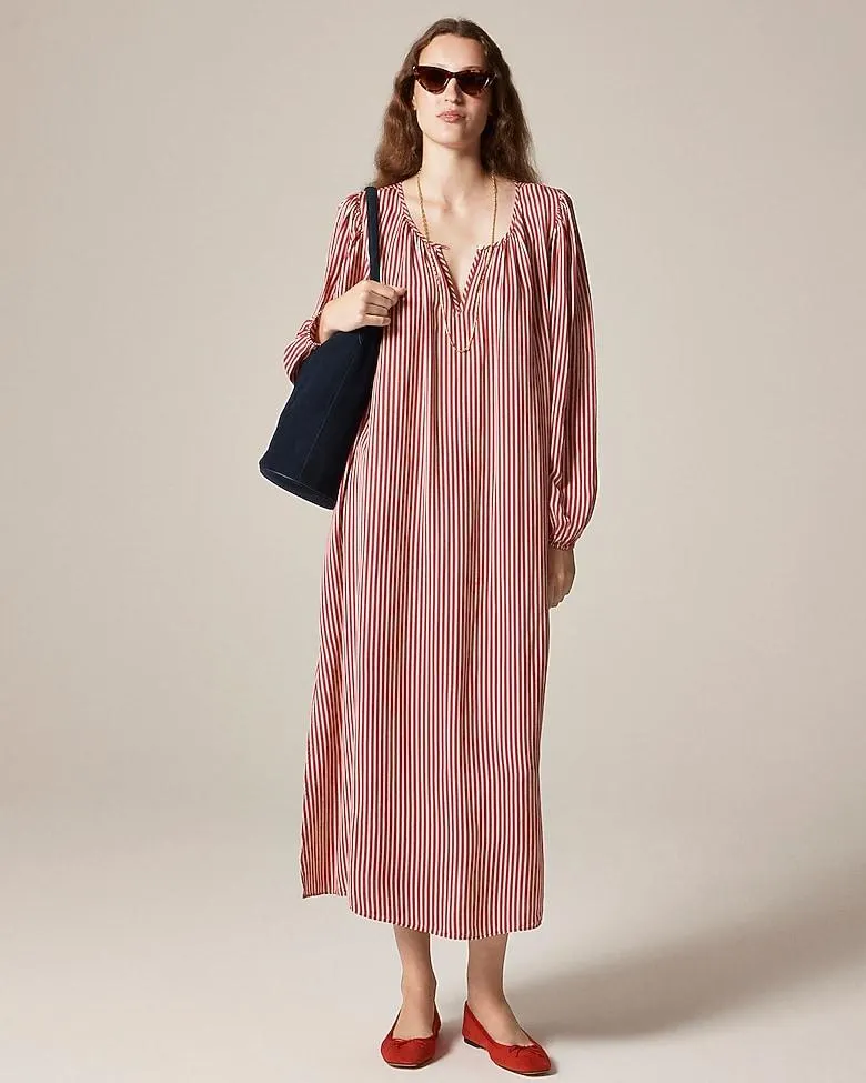 Drapey tie-waist dress in stripe
