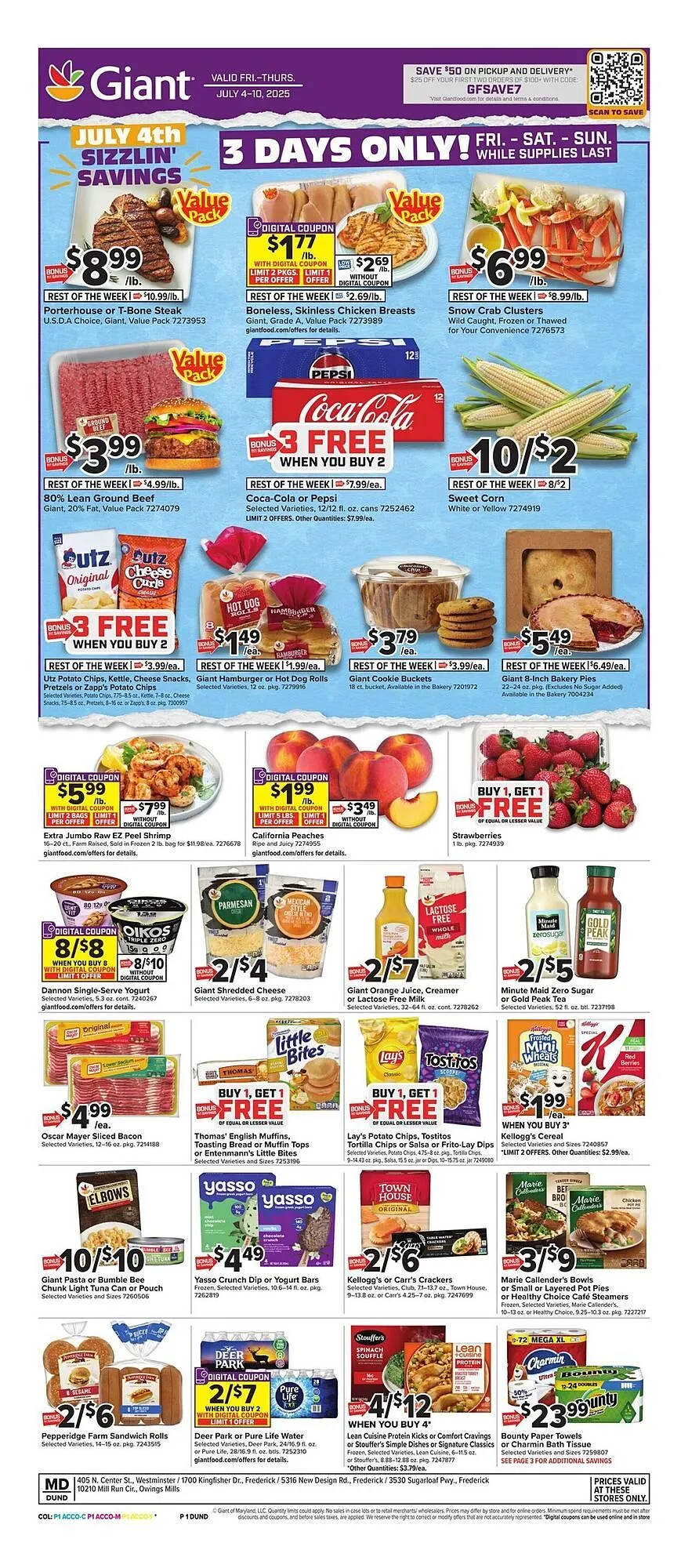 Weekly ad Giant Food Weekly Ad from July 4 to July 10 2025 - Page 1